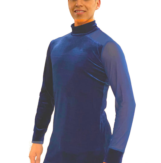 Men's Velvet and Mesh Long Sleeve Dance Shirt (CW370)