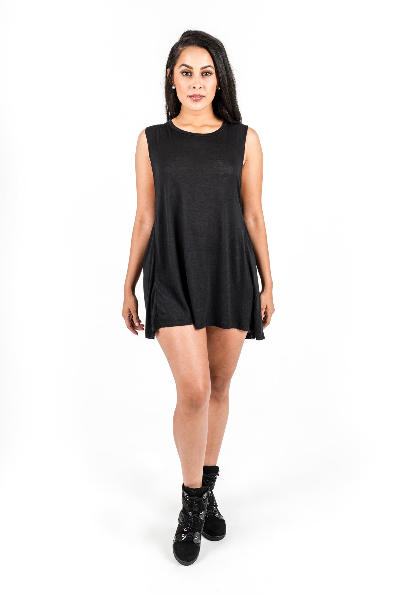 open back tunic dress Women's Casual Dress and Women's Open Back Tunic Dress Crew Neck Sleeveless Stretchy Slim Fit Party Club Tank Dresses Black S