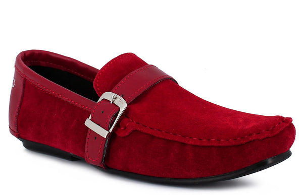 red suede loafers