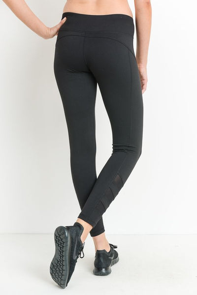 High-Waist Leggings with mesh ankle pannels - Women's (540AW)